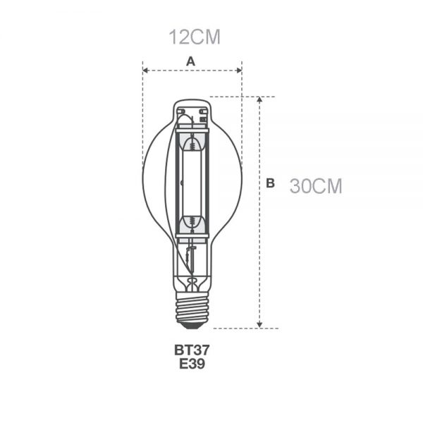 LAMAPRA FOCO ADITIVO METALICO 1000W E39 BT37 263V PR-MH1000W-BT37-U-4K - Imagen 2