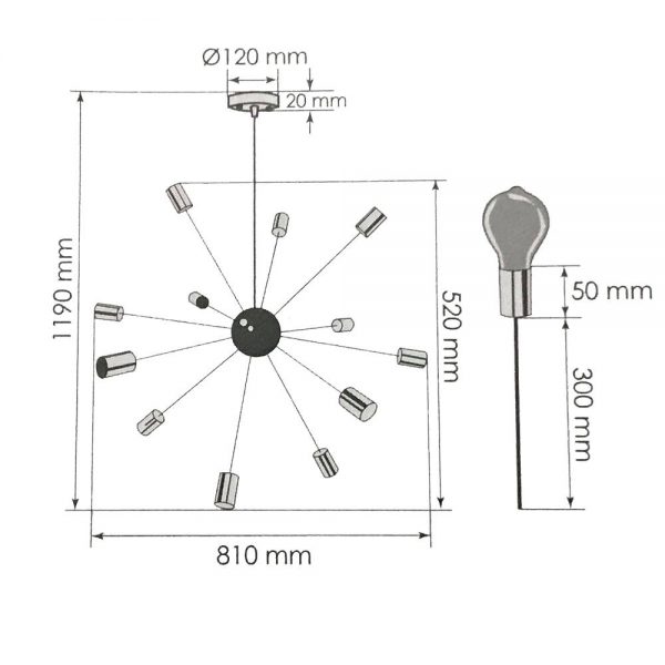 CANDIL COLGANTE DECORATIVO LIRNESO E27 120V 9006 - Imagen 2