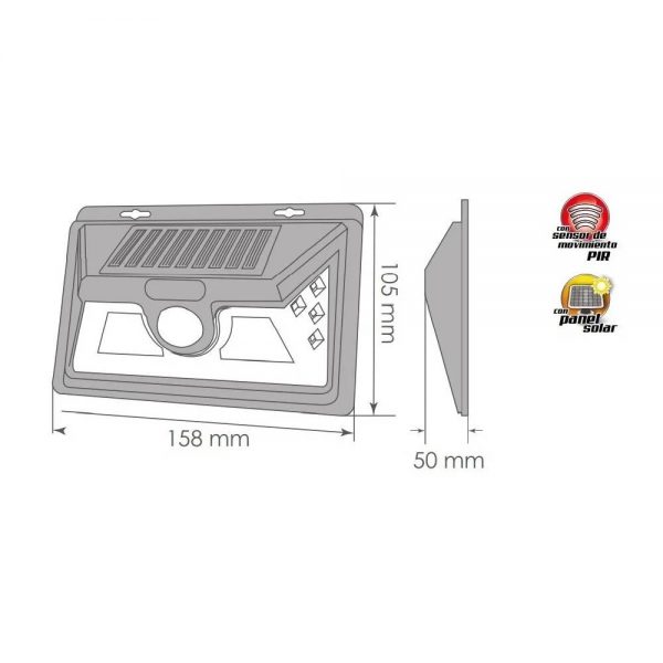 LAMPARA DE MURO SOLAR LED C/SENSOR DE MOVIMIENTO 10452 - Imagen 4