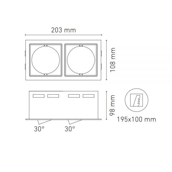 SPOT LED EMPOTRADO DOBLE ISIS II LED NEGRO L5961-300 - Imagen 2