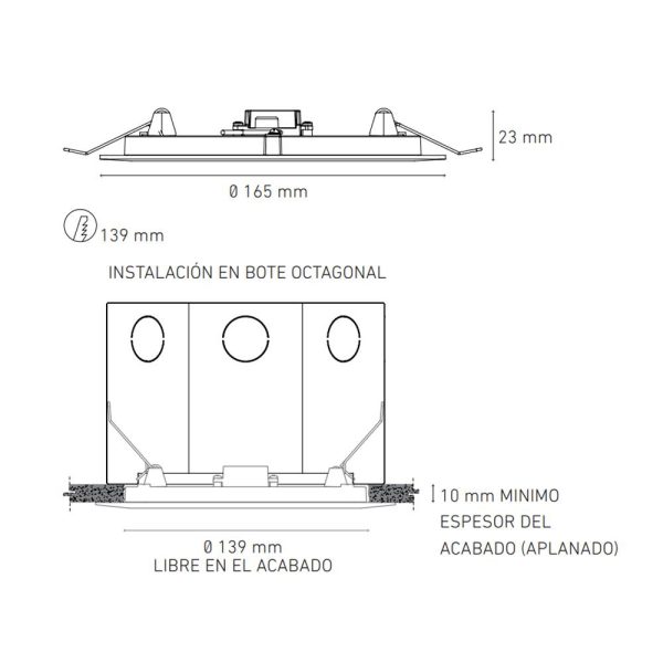 PANEL LED EMPOTRADO 9W LUZ BLANCA LUNA 9 FLAT BASICO L6603-130 - Imagen 2