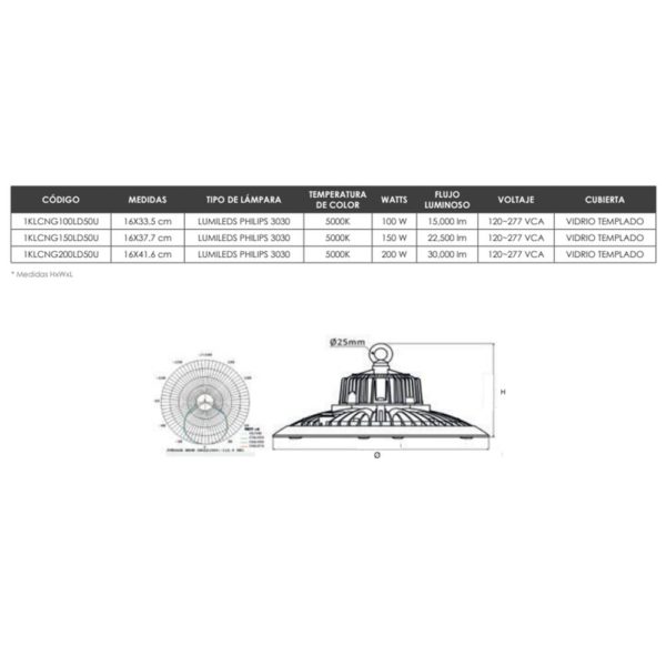 LUMINARIO CAMPANA INDUSTRIAL NG 1K-ILUMINACION OSRAM ALCODM - Imagen 3