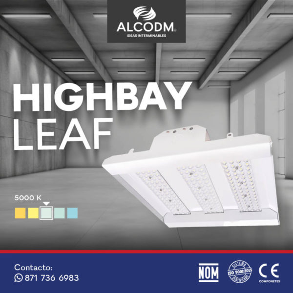 LUMINARIO HIGHBAY LEAF 60W 5000K 10,006LM 120-277V ALCODM - Imagen 2